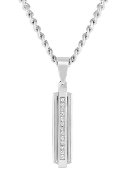 Lab Created .12CTW Lab Grown Diamond Stainless Steel Pendant