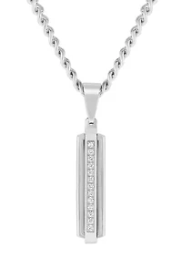 Lab Created .12CTW Lab Grown Diamond Stainless Steel Pendant