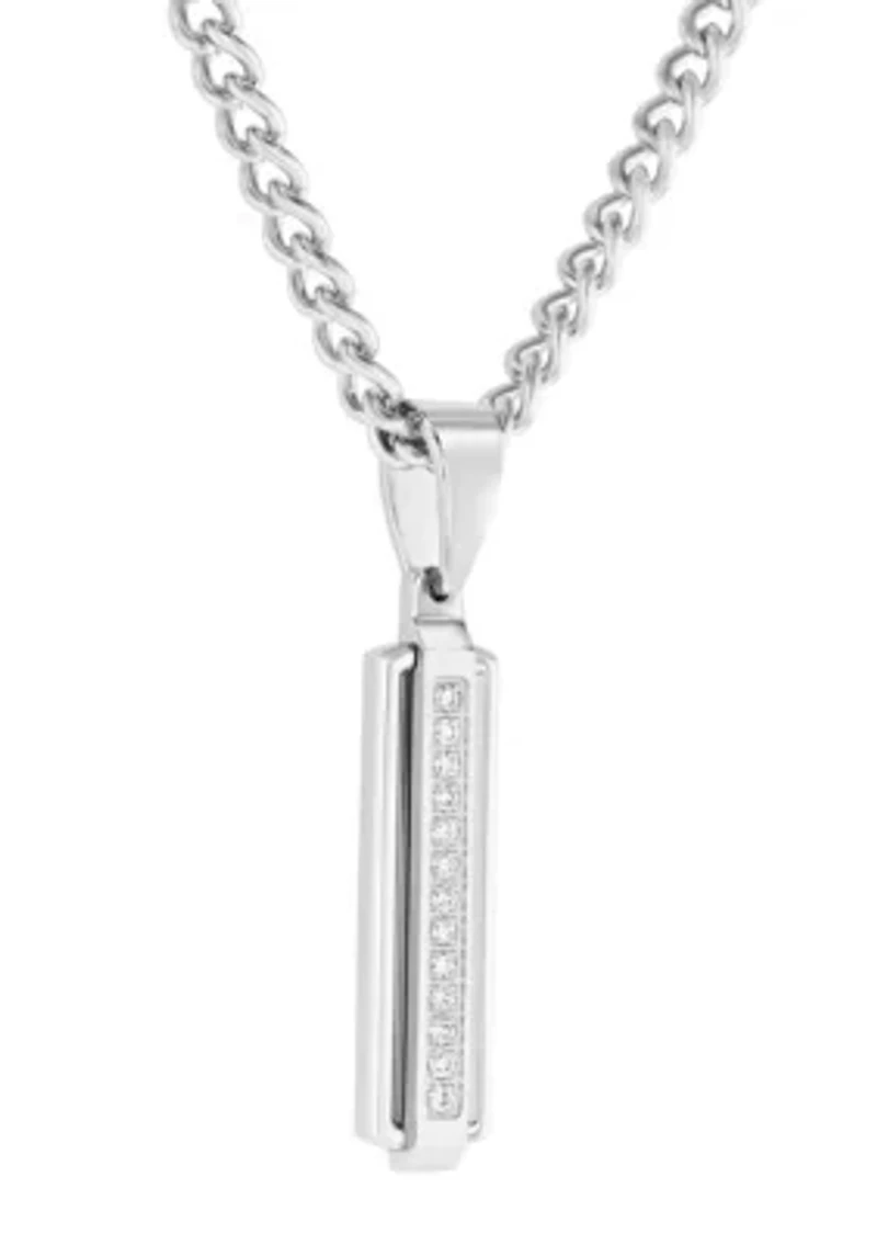 Lab Created .12CTW Lab Grown Diamond Stainless Steel Pendant