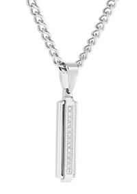 Lab Created .12CTW Lab Grown Diamond Stainless Steel Pendant