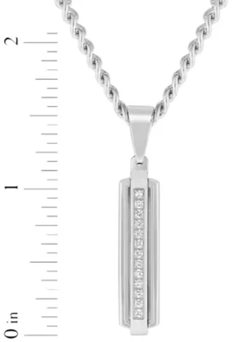 Lab Created .12CTW Lab Grown Diamond Stainless Steel Pendant