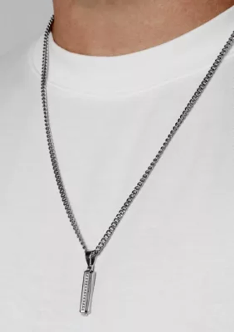 Lab Created .12CTW Lab Grown Diamond Stainless Steel Pendant