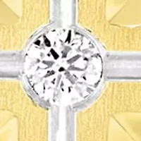 Lab Created .07CTW Men's Stainless Steel Lab Grown Diamond with Yellow Finish Cross Pendant