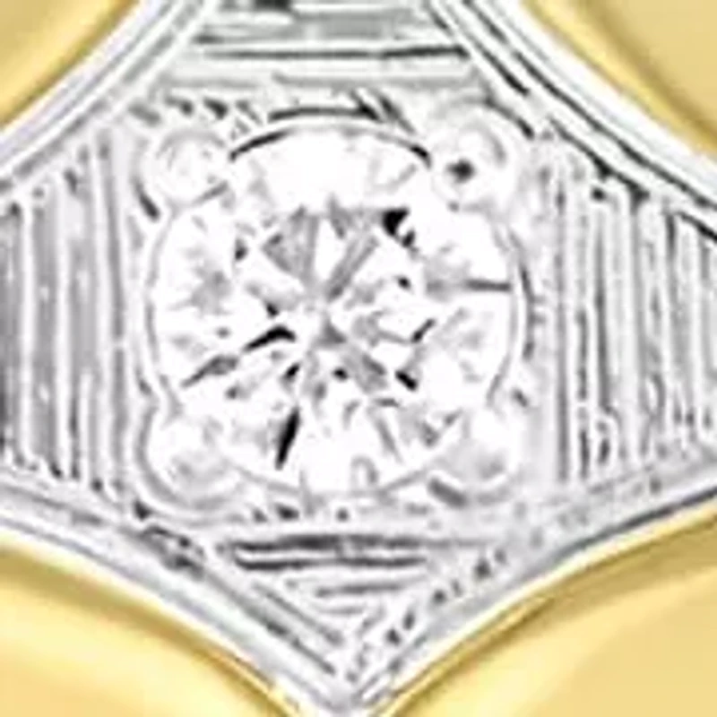 Lab Created .10CTW Men's Stainless Steel Lab Grown Diamond with Yellow Finish Anchor Pendant