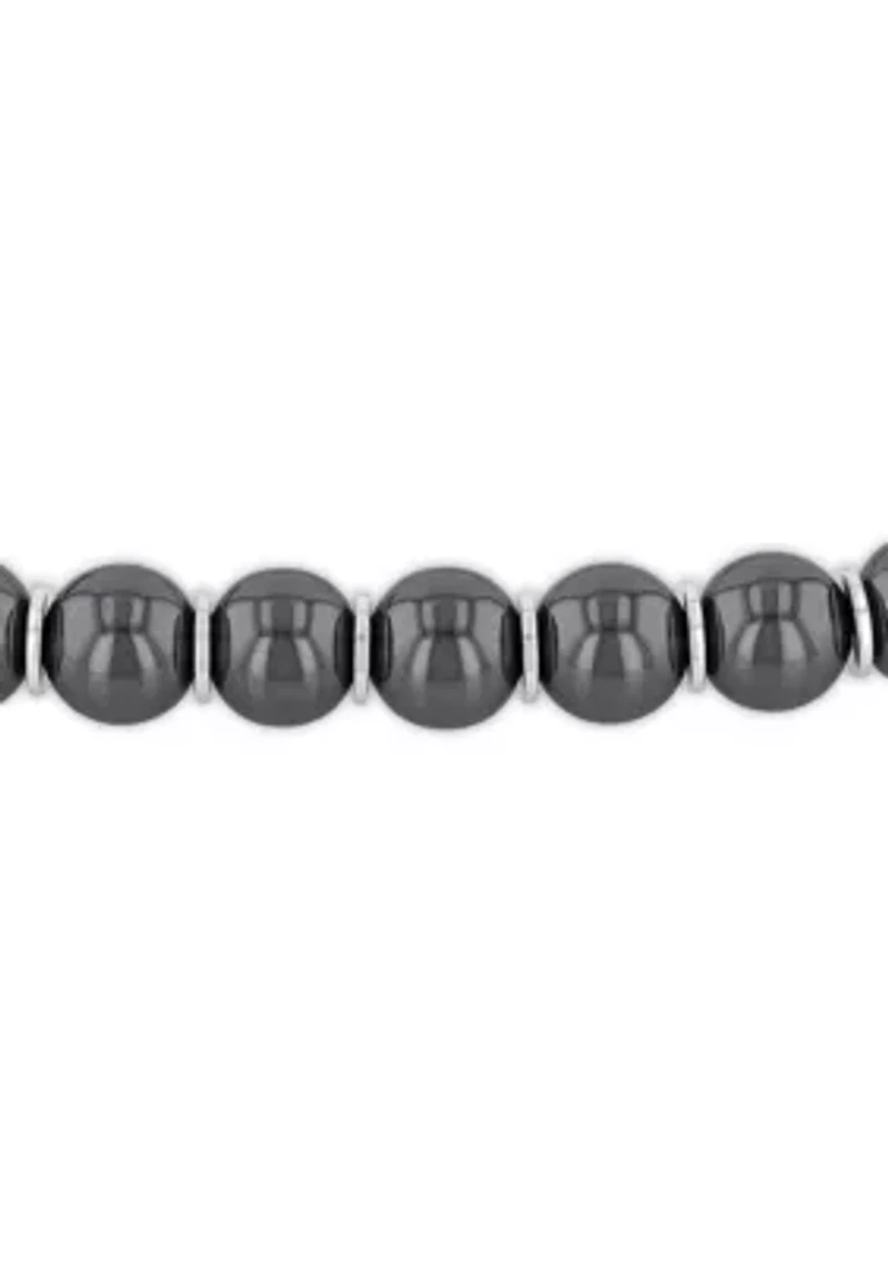 Gray Hematite Bead and .925 Sterling Silver Bolo Bracelet