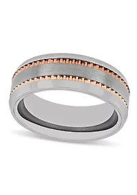 Gear Pattern 8mm Band in Two-tone Tungsten