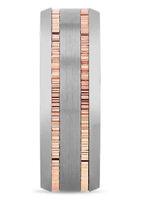 Gear Pattern 8mm Band in Two-tone Tungsten