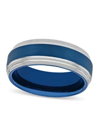 Step Edge 8mm Band in Two-tone Tungsten