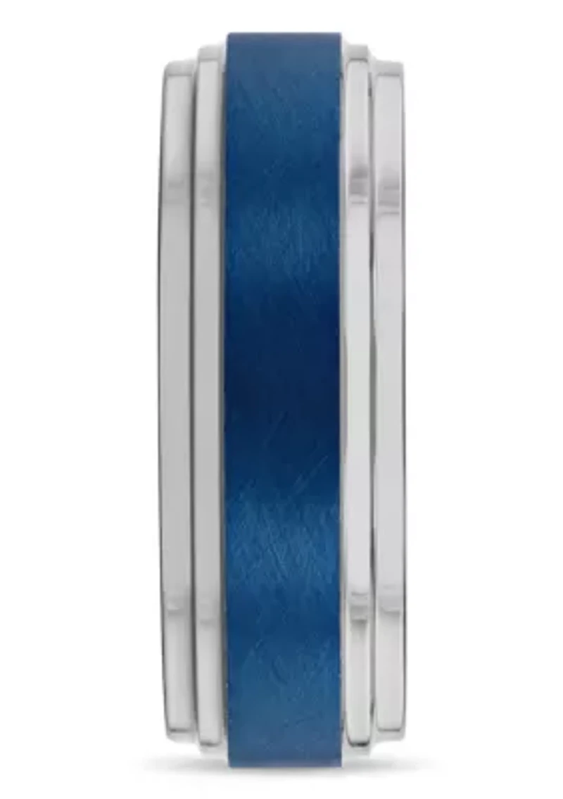 Step Edge 8mm Band in Two-tone Tungsten