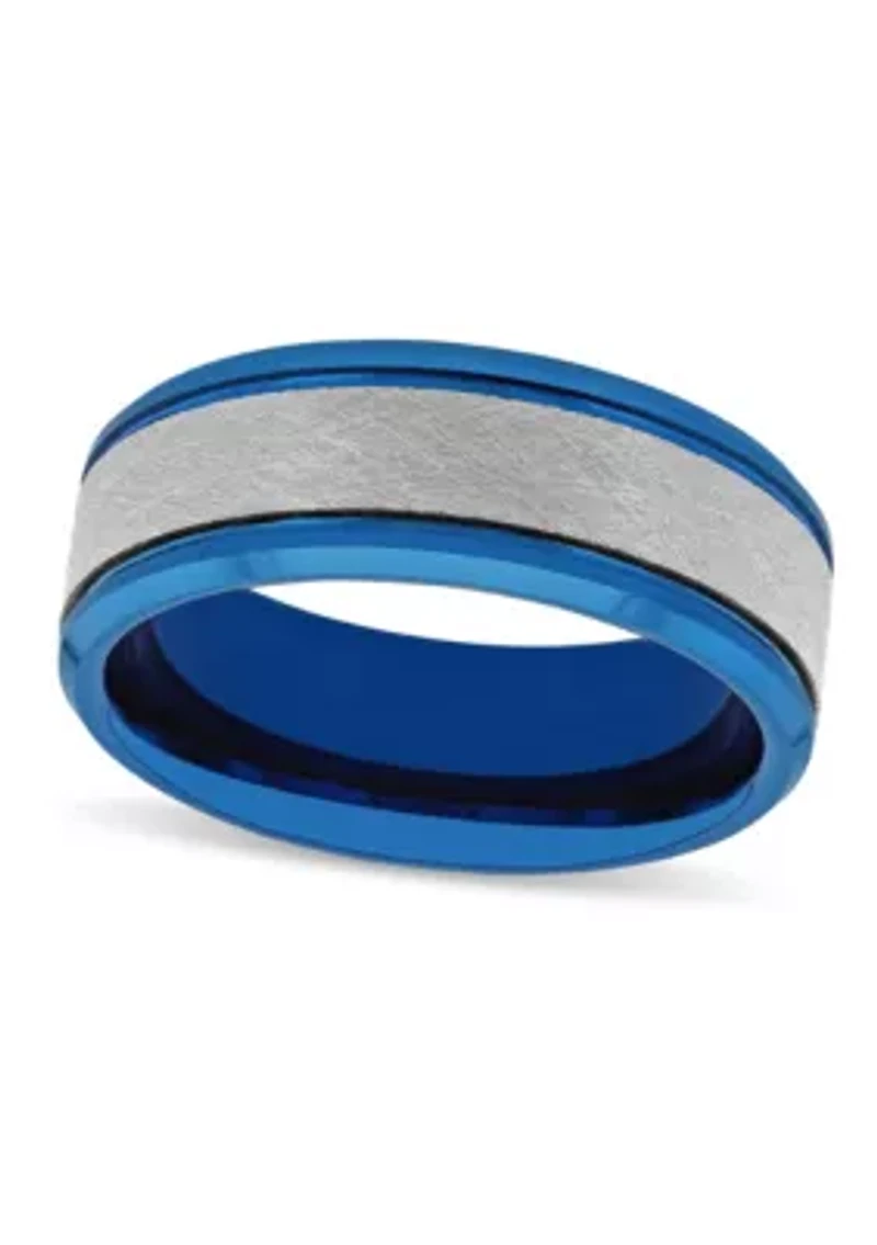 Frozen Satin Center 8mm Band in Two-tone Tungsten