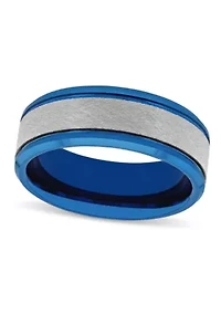 Frozen Satin Center 8mm Band in Two-tone Tungsten