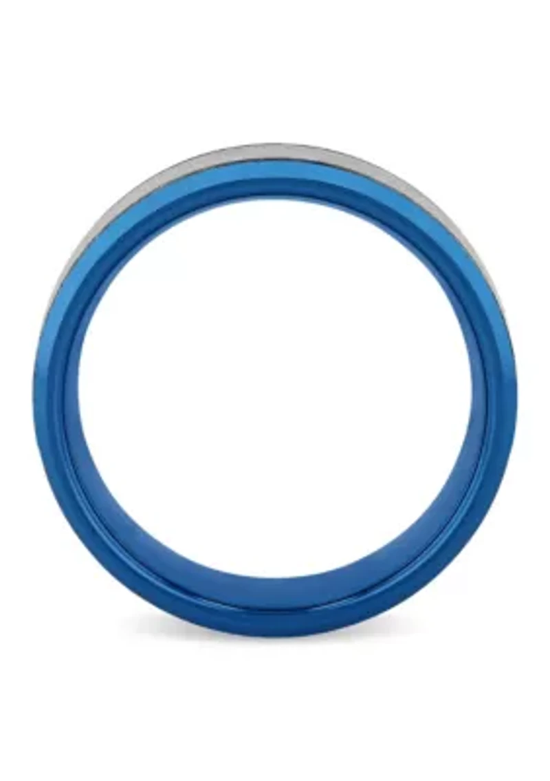Frozen Satin Center 8mm Band in Two-tone Tungsten