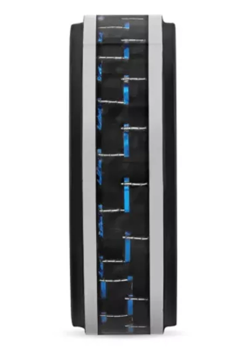 Black and Blue Pattern Inlay Step Edge 8mm Band in Two-tone Tungsten
