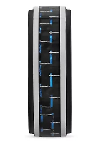 Black and Blue Pattern Inlay Step Edge 8mm Band in Two-tone Tungsten