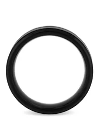 Black and Blue Pattern Inlay Step Edge 8mm Band in Two-tone Tungsten