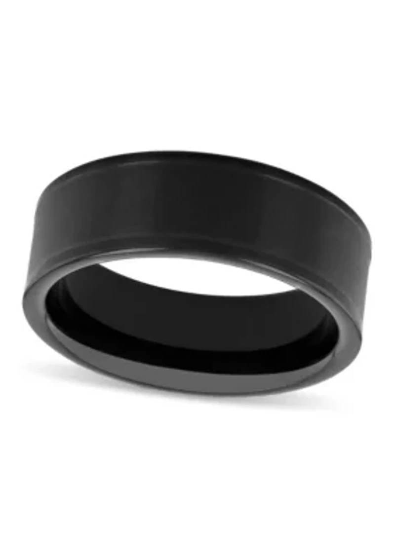 Brushed Center 8mm Band in Black Tungsten