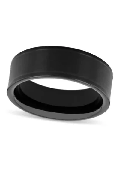 Brushed Center 8mm Band in Black Tungsten
