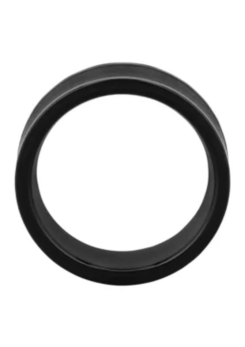 Brushed Center 8mm Band in Black Tungsten
