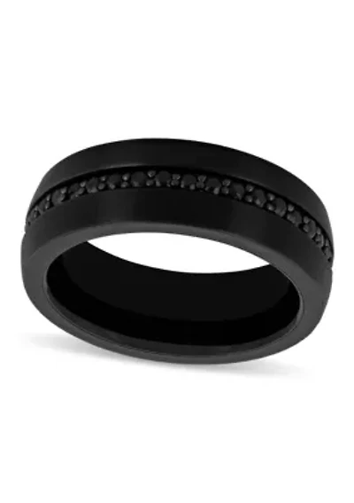 Black Sapphire Eternity 8mm Band in Black Tungsten