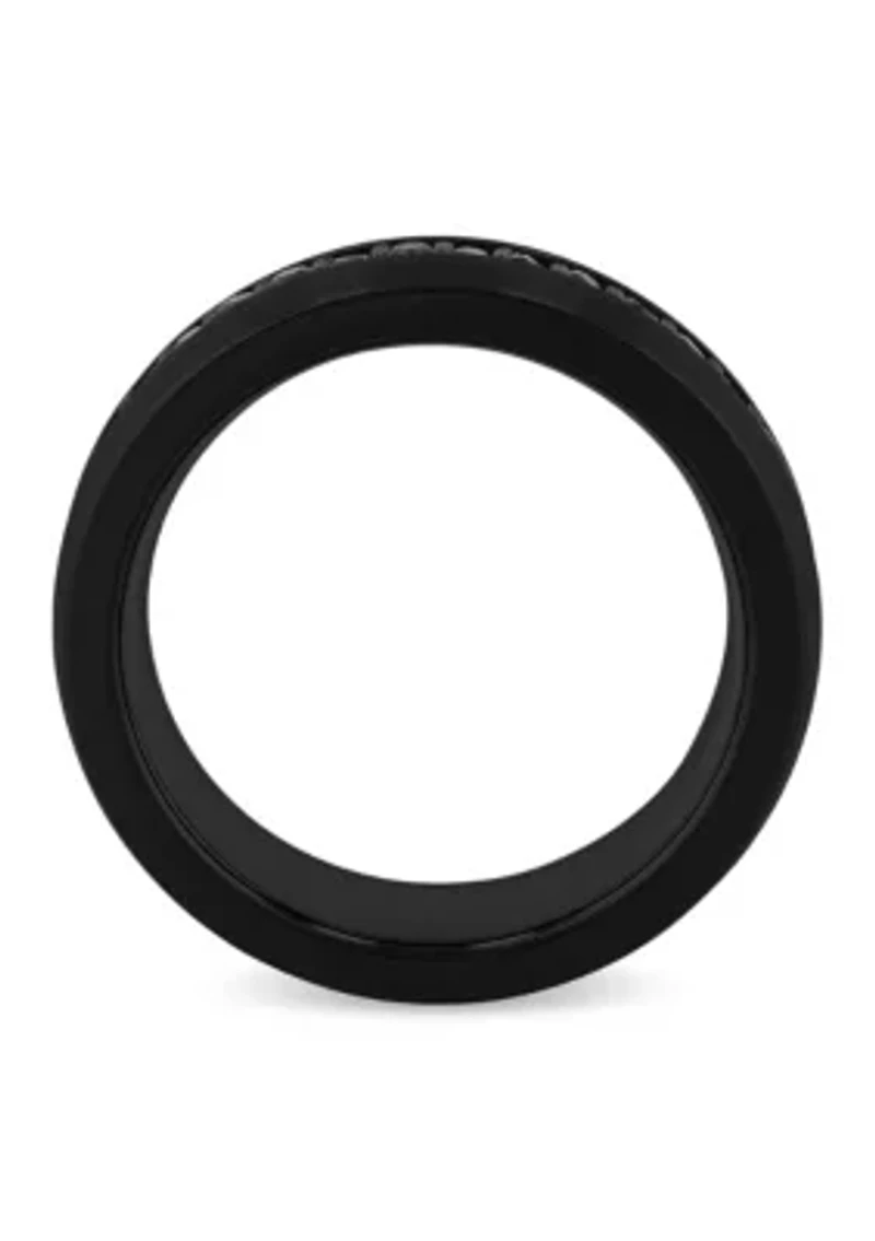 Black Sapphire Eternity 8mm Band in Black Tungsten