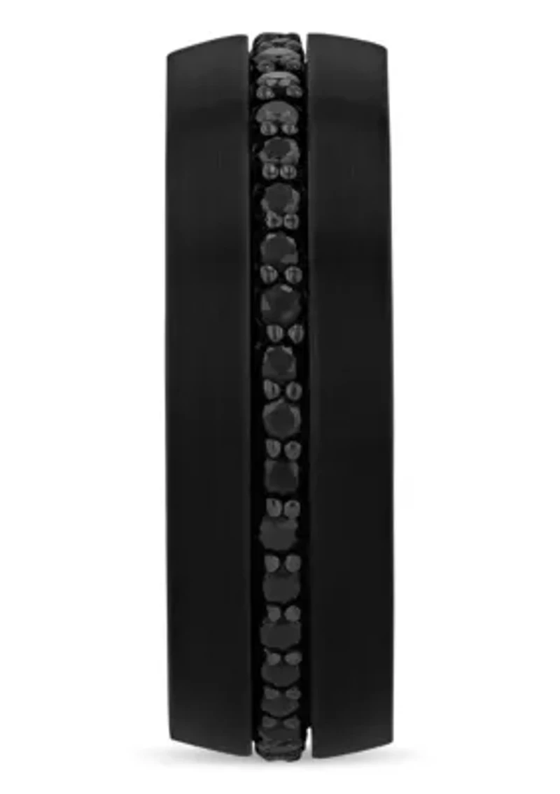 Black Sapphire Eternity 8mm Band in Black Tungsten