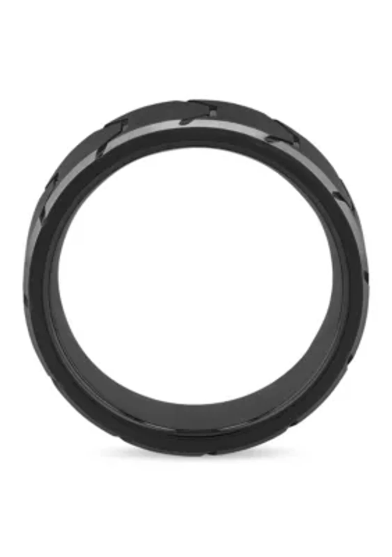 Tire Tread Pattern 8mm Band in Tungsten