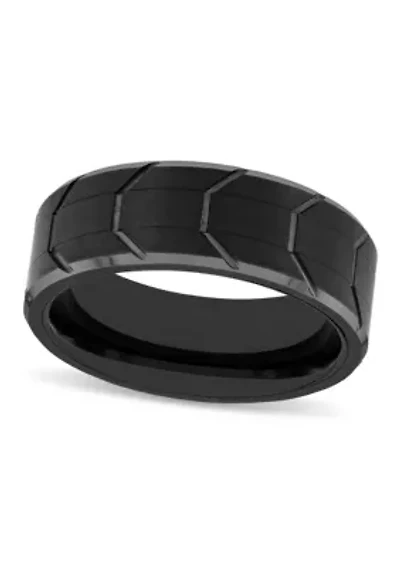 Tire Tread Pattern 8mm Band in Tungsten