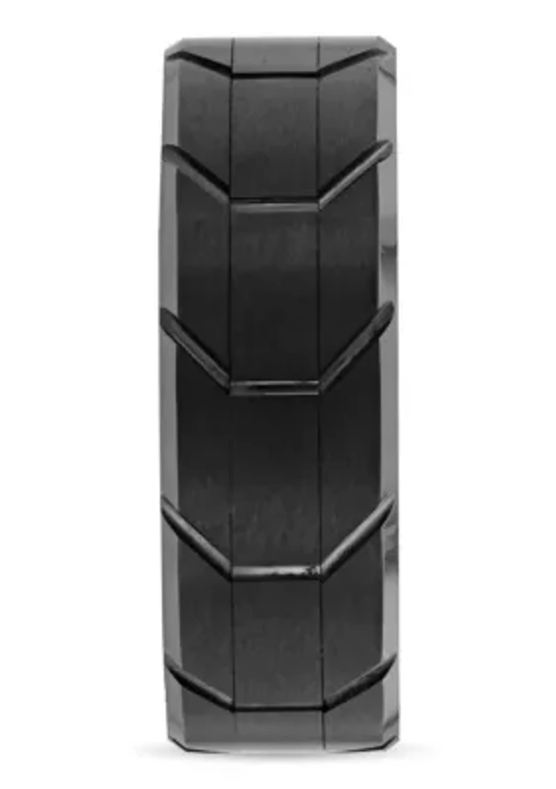 Tire Tread Pattern 8mm Band in Tungsten