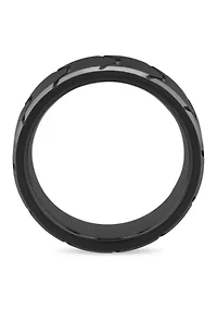 Tire Tread Pattern 8mm Band in Tungsten