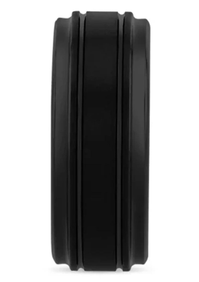 Grooved 9mm Band in Black Tungsten