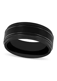 Grooved 9mm Band in Black Tungsten