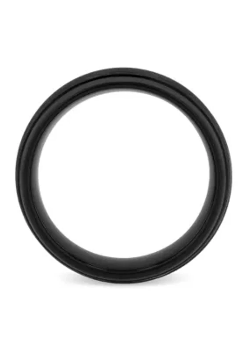Grooved 8mm Band in Black Tungsten