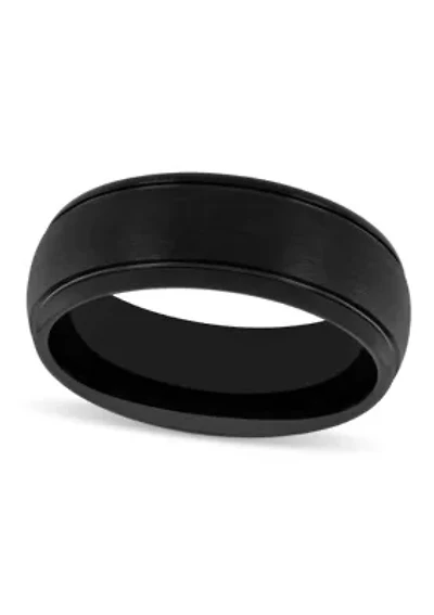 Grooved 8mm Band in Black Tungsten