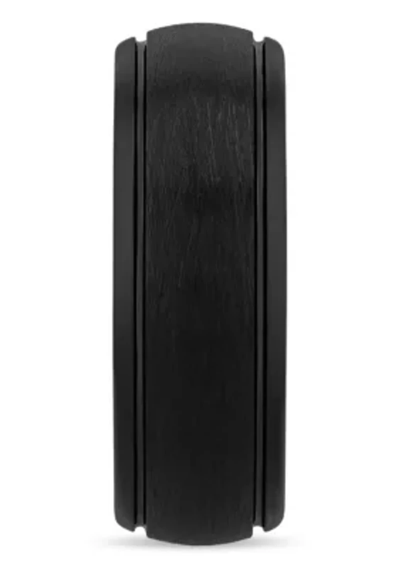 Grooved 8mm Band in Black Tungsten