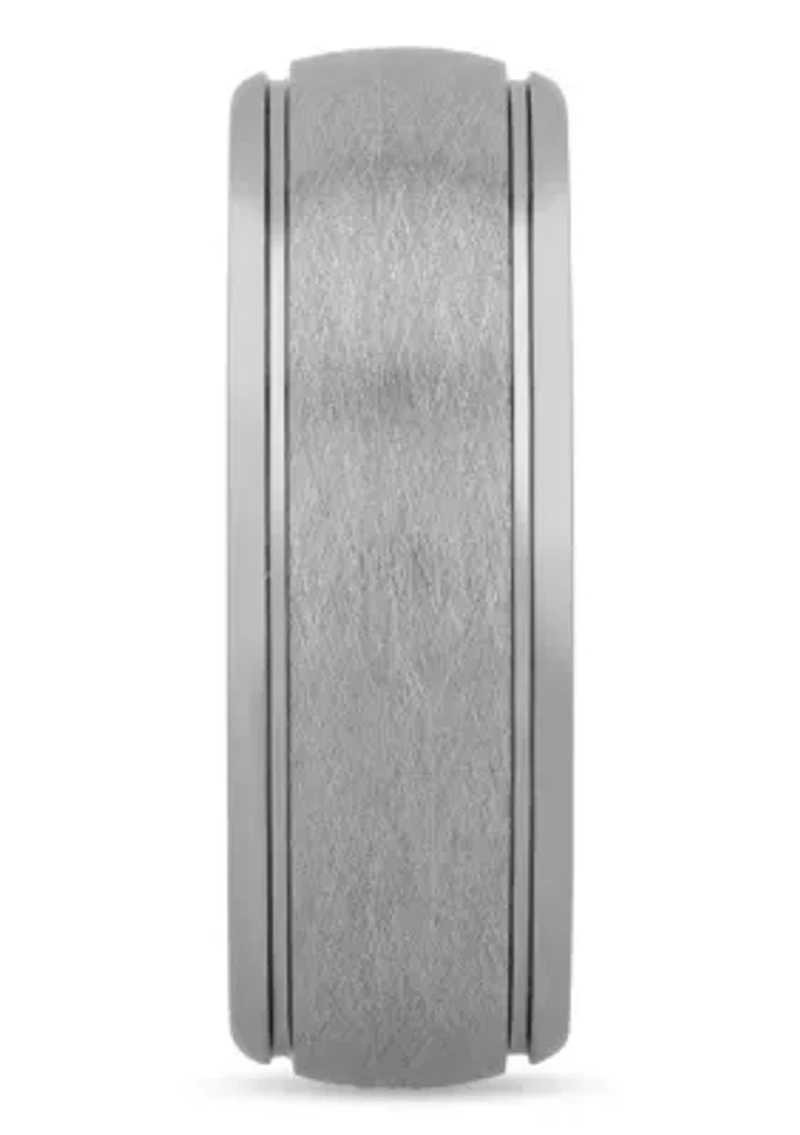 Frozen Satin Center 8mm Grooved Band in Tungsten
