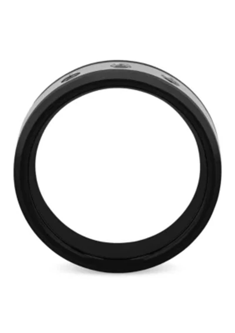 0.10 c.t.t.w. Black Diamond 8mm Band in Stainless Steel and Black Ceramic