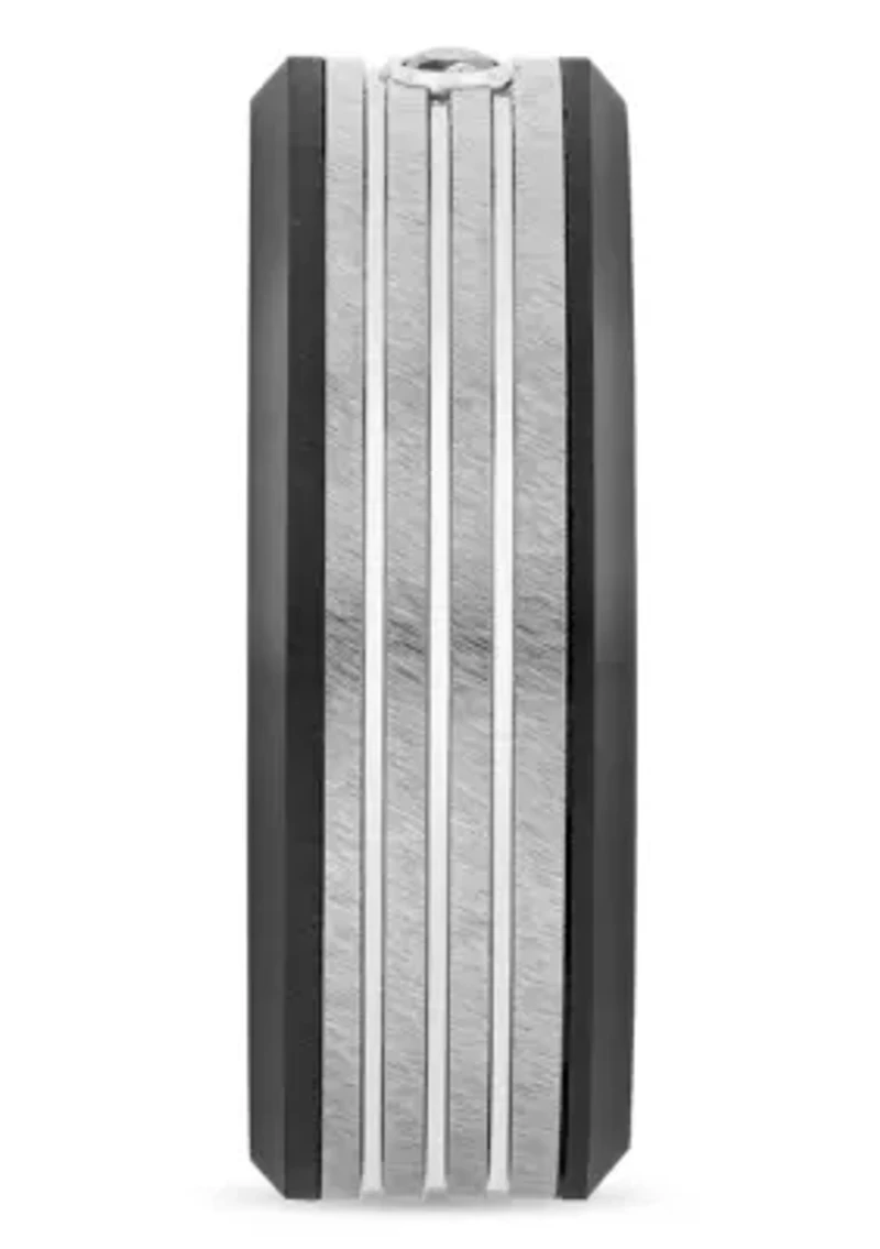 0.05 Black Diamond Grooved 8mm Band in Two-Tone Tungsten