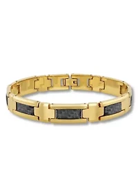 Men's Tungsten Yellow Finish with Gray Carbon Fiber Link Bracelet