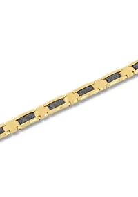 Men's Tungsten Yellow Finish with Gray Carbon Fiber Link Bracelet