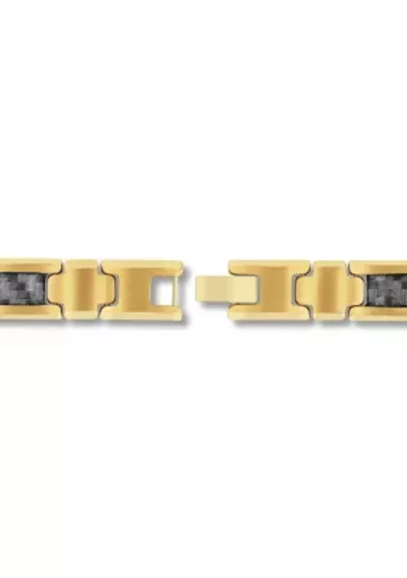 Men's Tungsten Yellow Finish with Gray Carbon Fiber Link Bracelet