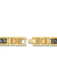 Men's Tungsten Yellow Finish with Gray Carbon Fiber Link Bracelet