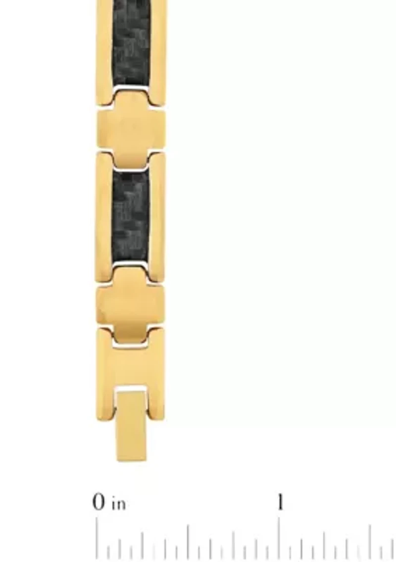 Men's Tungsten Yellow Finish with Gray Carbon Fiber Link Bracelet