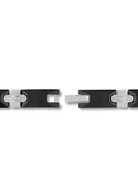 3/8CTW Men's Tungsten Black and White Two-tone Finish Link Bracelet