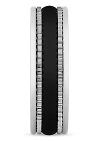 Striped Gear Pattern 7mm Band in Two-Tone Tungsten