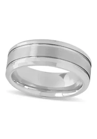 Grooved 8mm Beveled Band in Tungsten