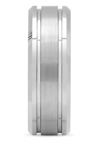 Grooved 8mm Beveled Band in Tungsten