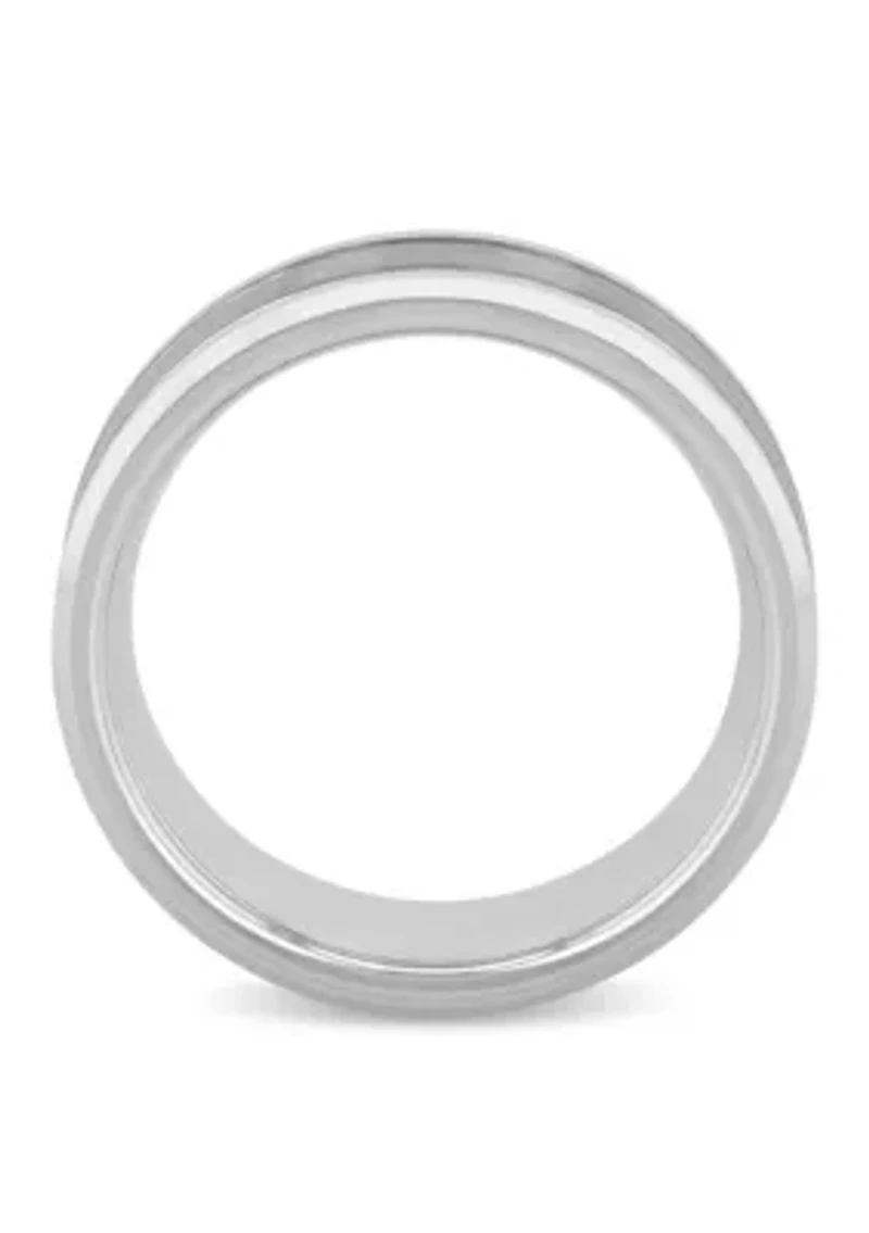 Grooved 8mm Beveled Band in Tungsten