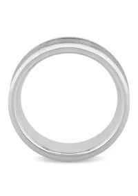 Grooved 8mm Beveled Band in Tungsten