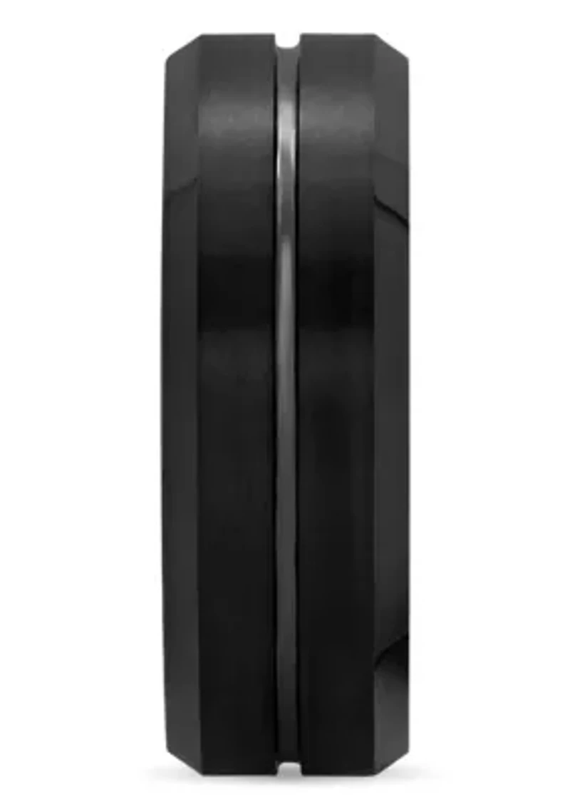 Grooved 8mm Beveled Band in Black Tungsten