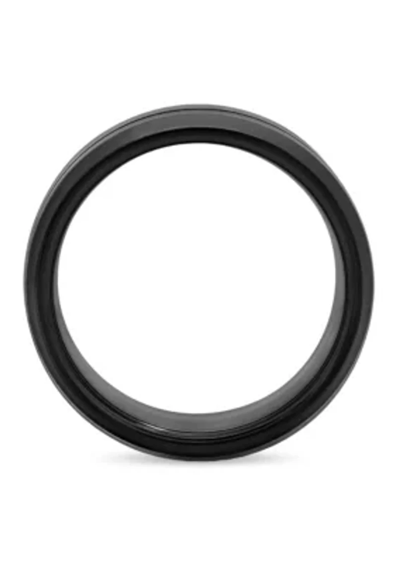 Grooved 8mm Beveled Band in Black Tungsten
